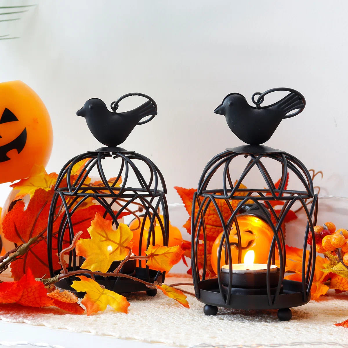 2 Pack Bird Top Small Metal Candlestick Holder
